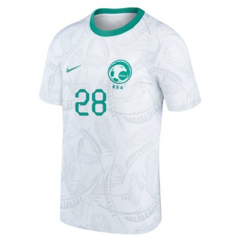 Kandiny Mujer Camiseta Arabia Saudita Mohamed Kanno #28 Blanco 1ª Equipación 22-24 La Camisa