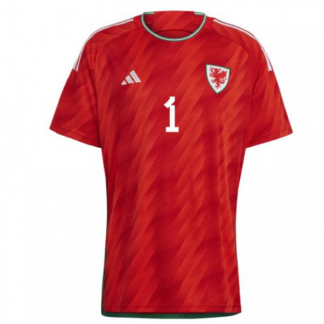 Kandiny Dames Welsh Wayne Hennessey #1 Rood Thuisshirt Thuistenue 22-24 T-shirt