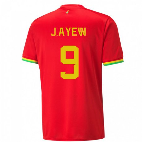 Kandiny Donna Maglia Ghana Jordan Ayew #9 Rosso Kit Gara Away 22-24 Maglietta