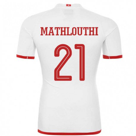 Kandiny Donna Maglia Tunisia Hamza Mathlouthi #21 Bianco Kit Gara Away 22-24 Maglietta