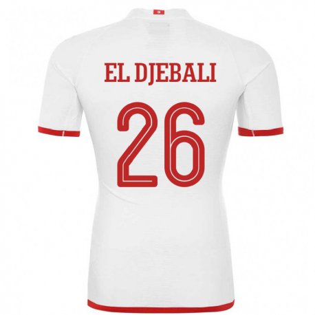 Kandiny Donna Maglia Tunisia Chaim El Djebali #26 Bianco Kit Gara Away 22-24 Maglietta