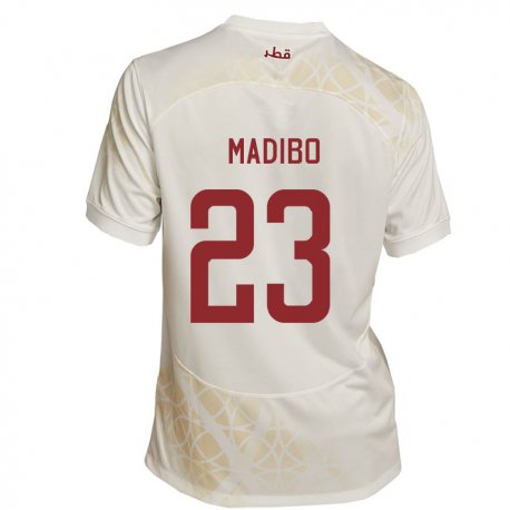 Kandiny Donna Maglia Qatar Assim Madibo #23 Beige Oro Kit Gara Away 22-24 Maglietta