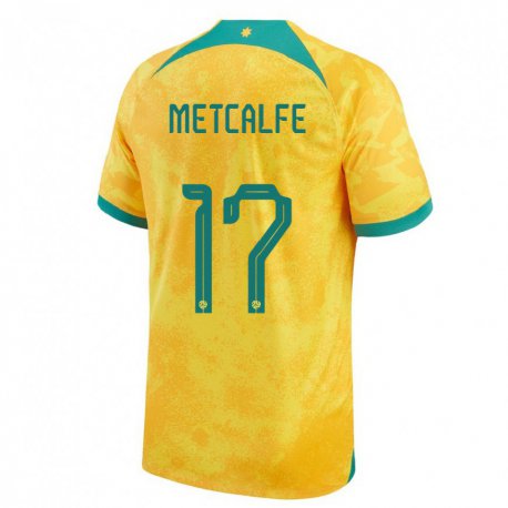 Kandiny Bambino Maglia Australia Conor Metcalfe #17 D'oro Kit Gara Home 22-24 Maglietta