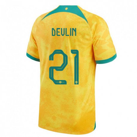 Kandiny Kinderen Australisch Cameron Devlin #21 Gouden Thuisshirt Thuistenue 22-24 T-shirt