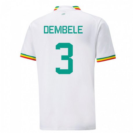 Kandiny Bambino Maglia Senegal Anta Dembele #3 Bianco Kit Gara Home 22-24 Maglietta