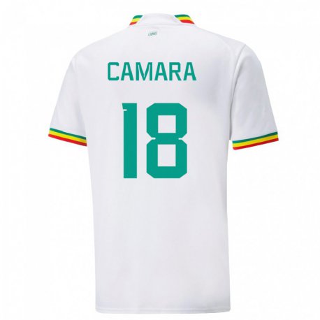 Kandiny Bambino Maglia Senegal Meta Camara #18 Bianco Kit Gara Home 22-24 Maglietta