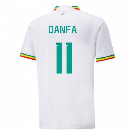 Kandiny Bambino Maglia Senegal Mamadou Danfa #11 Bianco Kit Gara Home 22-24 Maglietta