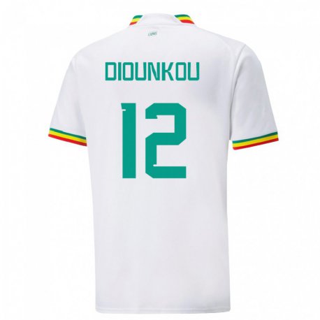 Kandiny Bambino Maglia Senegal Alpha Diounkou #12 Bianco Kit Gara Home 22-24 Maglietta