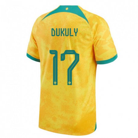 Kandiny Bambino Maglia Australia Yaya Dukuly #17 D'oro Kit Gara Home 22-24 Maglietta