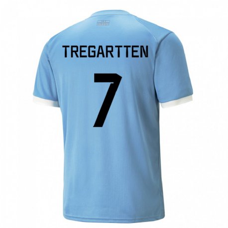 Kandiny Kinderen Uruguayaans Stephanie Tregartten #7 Blauw Thuisshirt Thuistenue 22-24 T-shirt België