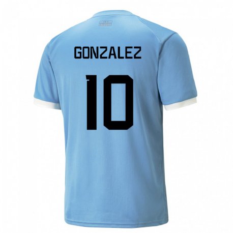 Kandiny Kinderen Uruguayaans Franco Gonzalez #10 Blauw Thuisshirt Thuistenue 22-24 T-shirt