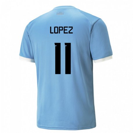 Kandiny Kinder Uruguayische Guillermo Lopez #11 Blau Heimtrikot Trikot 22-24 T-shirt Österreich