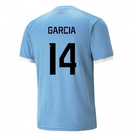 Kandiny Kinderen Uruguayaans Damian Garcia #14 Blauw Thuisshirt Thuistenue 22-24 T-shirt