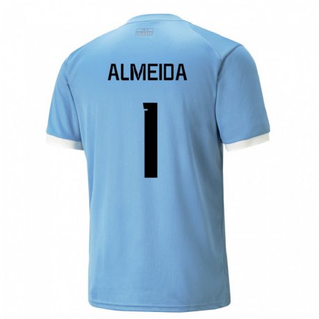 Kandiny Kinder Uruguayische Martin Almeida #1 Blau Heimtrikot Trikot 22-24 T-shirt Österreich