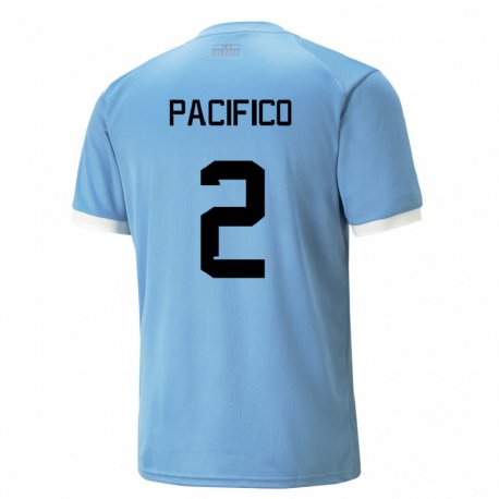 Kandiny Kinderen Uruguayaans Patricio Pacifico #2 Blauw Thuisshirt Thuistenue 22-24 T-shirt