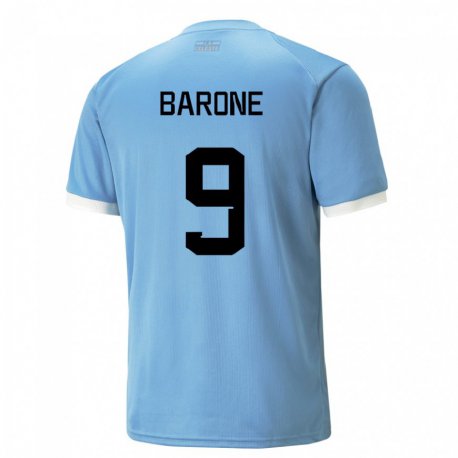 Kandiny Kinderen Uruguayaans Faustino Barone #9 Blauw Thuisshirt Thuistenue 22-24 T-shirt