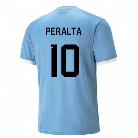 Kandiny Kinder Uruguayische Mateo Peralta #10 Blau Heimtrikot Trikot 22-24 T-shirt Österreich