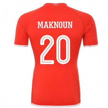 Kandiny Bambino Maglia Tunisia Leila Maknoun #20 Rosso Kit Gara Home 22-24 Maglietta