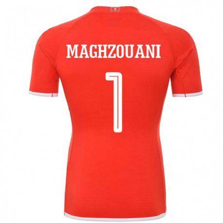 Kandiny Bambino Maglia Tunisia Wassim Maghzouani #1 Rosso Kit Gara Home 22-24 Maglietta