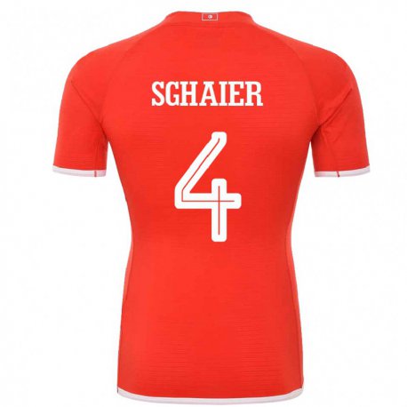 Kandiny Kinderen Tunesisch Makrem Sghaier #4 Rood Thuisshirt Thuistenue 22-24 T-shirt België