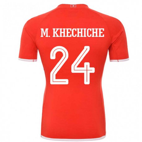 Kandiny Kinderen Tunesisch Mohamed Amine Khechiche #24 Rood Thuisshirt Thuistenue 22-24 T-shirt België