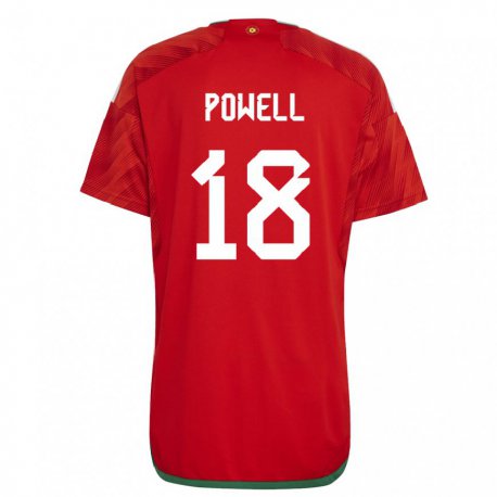 Kandiny Kinderen Welsh Ella Powell #18 Rood Thuisshirt Thuistenue 22-24 T-shirt