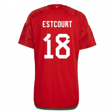 Kandiny Bambino Maglia Galles Charlie Estcourt #18 Rosso Kit Gara Home 22-24 Maglietta