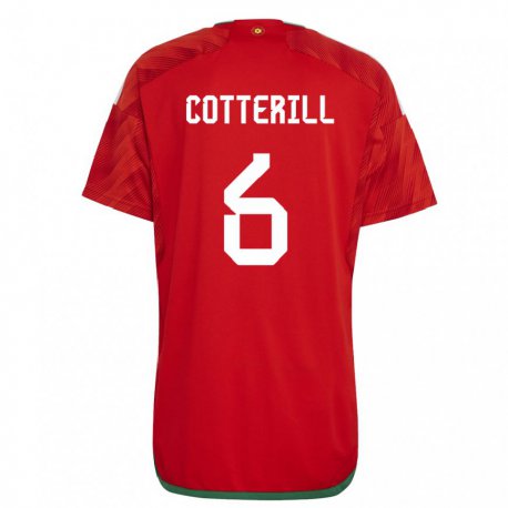 Kandiny Kinder Walisische Joel Cotterill #6 Rot Heimtrikot Trikot 22-24 T-shirt Österreich