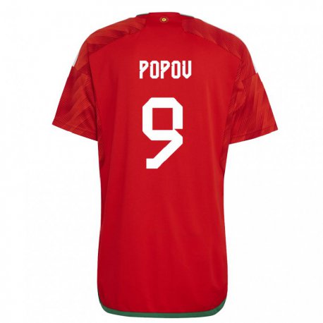 Kandiny Kinder Walisische Christopher Popov #9 Rot Heimtrikot Trikot 22-24 T-shirt Österreich