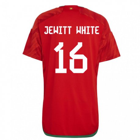 Kandiny Kinderen Welsh Harry Jewitt White #16 Rood Thuisshirt Thuistenue 22-24 T-shirt