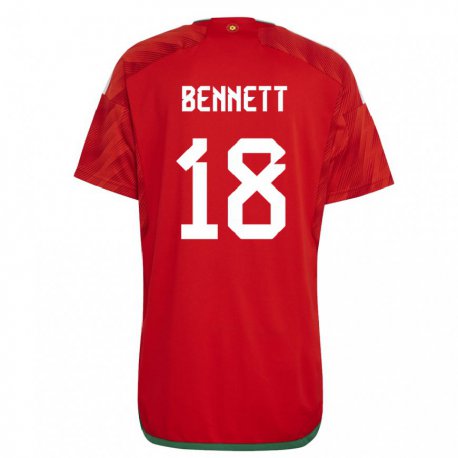 Kandiny Bambino Maglia Galles Murphy Bennett #18 Rosso Kit Gara Home 22-24 Maglietta