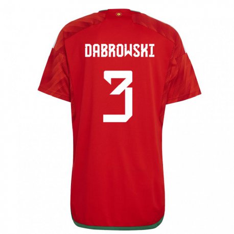 Kandiny Kinder Walisische Sebastian Dabrowski #3 Rot Heimtrikot Trikot 22-24 T-shirt Österreich