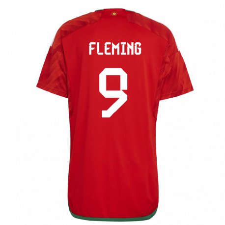 Kandiny Kinderen Welsh Cole Fleming #9 Rood Thuisshirt Thuistenue 22-24 T-shirt