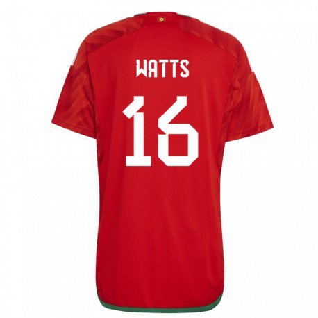 Kandiny Kinderen Welsh Daniel Watts #16 Rood Thuisshirt Thuistenue 22-24 T-shirt