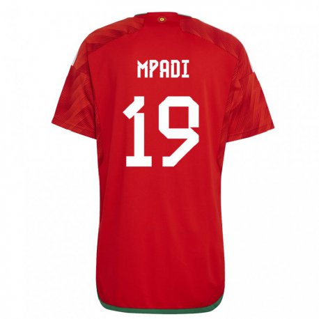 Kandiny Kinderen Welsh Japhet Mpadi #19 Rood Thuisshirt Thuistenue 22-24 T-shirt