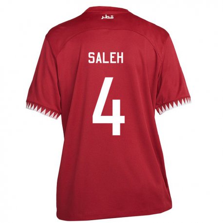 Kandiny Kinderen Qatarees Hagar Saleh #4 Kastanjebruin Thuisshirt Thuistenue 22-24 T-shirt België