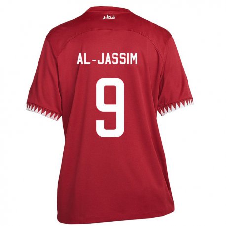 Kandiny Kinderen Qatarees Kholoud Al Jassim #9 Kastanjebruin Thuisshirt Thuistenue 22-24 T-shirt