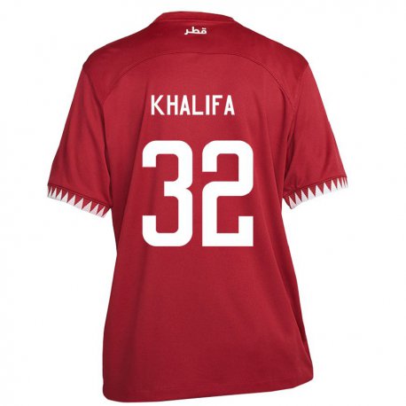 Kandiny Kinderen Qatarees Duana Khalifa #32 Kastanjebruin Thuisshirt Thuistenue 22-24 T-shirt België