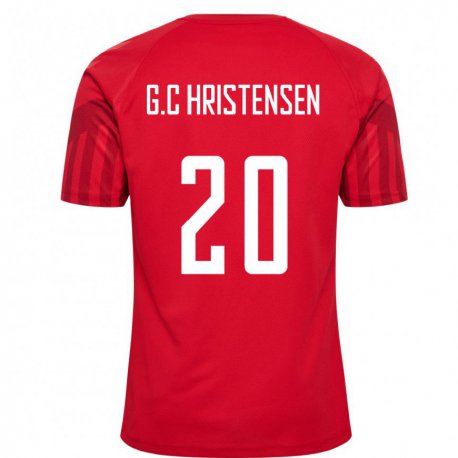 Kandiny Kinder Dänische Gustav Christensen #20 Rot Heimtrikot Trikot 22-24 T-shirt Österreich