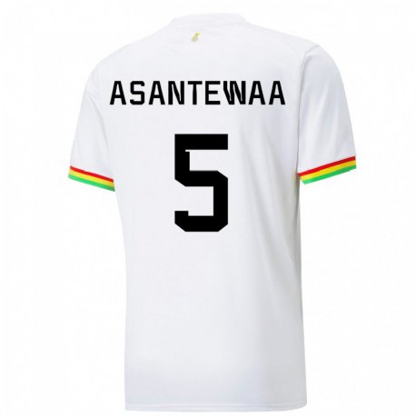 Kandiny Kinderen Ghanees Grace Asantewaa #5 Wit Thuisshirt Thuistenue 22-24 T-shirt