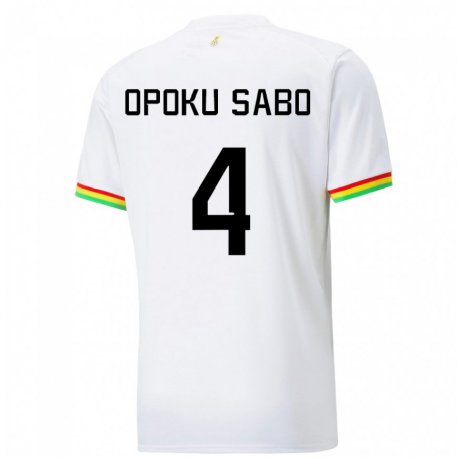 Kandiny Bambino Maglia Ghana Alex Opoku Sabo #4 Bianco Kit Gara Home 22-24 Maglietta