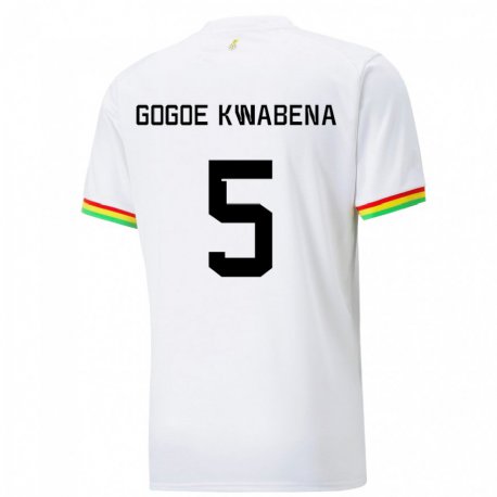 Kandiny Bambino Maglia Ghana Boahen Gogoe Kwabena #5 Bianco Kit Gara Home 22-24 Maglietta