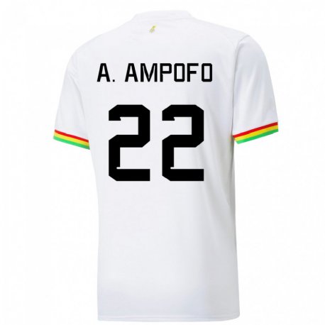 Kandiny Bambino Maglia Ghana Eugene Amankwah Ampofo #22 Bianco Kit Gara Home 22-24 Maglietta