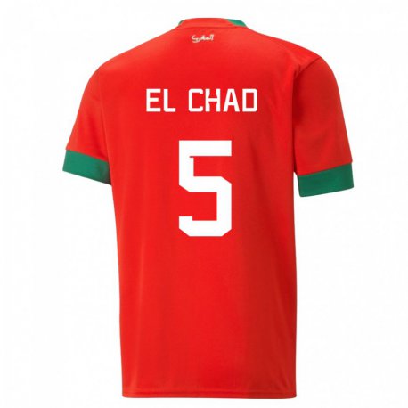 Kandiny Kinderen Marokkaans Nesryne El Chad #5 Rood Thuisshirt Thuistenue 22-24 T-shirt België