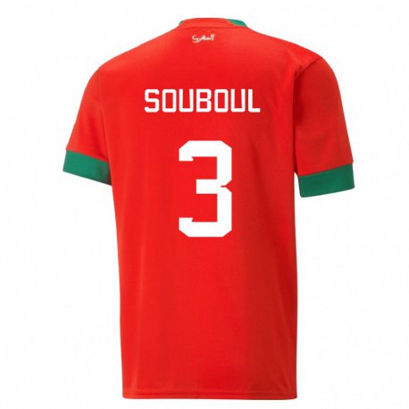 Kandiny Kinderen Marokkaans Mohamed Souboul #3 Rood Thuisshirt Thuistenue 22-24 T-shirt België