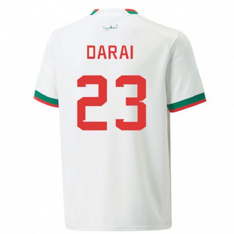 Kandiny Niño Camiseta Marruecos Hamza Darai #23 Blanco 2ª Equipación 22-24 La Camisa