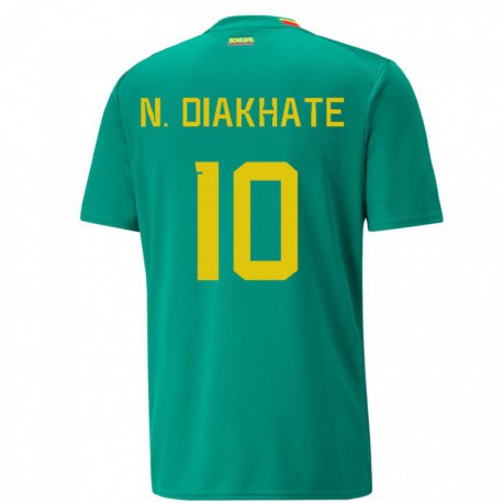 Kandiny Kinderen Senegalees Ndeye Awa Diakhate #10 Groente Uitshirt Uittenue 22-24 T-shirt