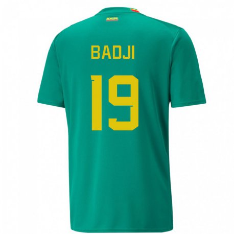 Kandiny Bambino Maglia Senegal Youssouph Badji #19 Verde Kit Gara Away 22-24 Maglietta