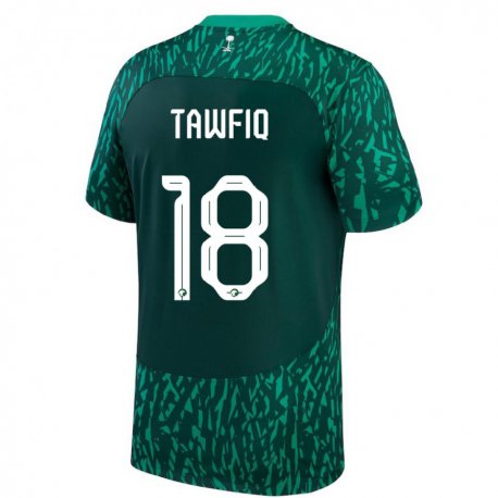 Kandiny Bambino Maglia Arabia Saudita Saba Tawfiq #18 Verde Scuro Kit Gara Away 22-24 Maglietta