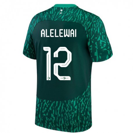 Kandiny Bambino Maglia Arabia Saudita Abdulaziz Alelewai #12 Verde Scuro Kit Gara Away 22-24 Maglietta